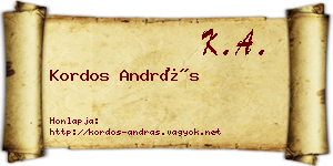 Kordos András névjegykártya