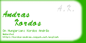 andras kordos business card