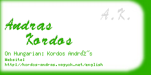 andras kordos business card